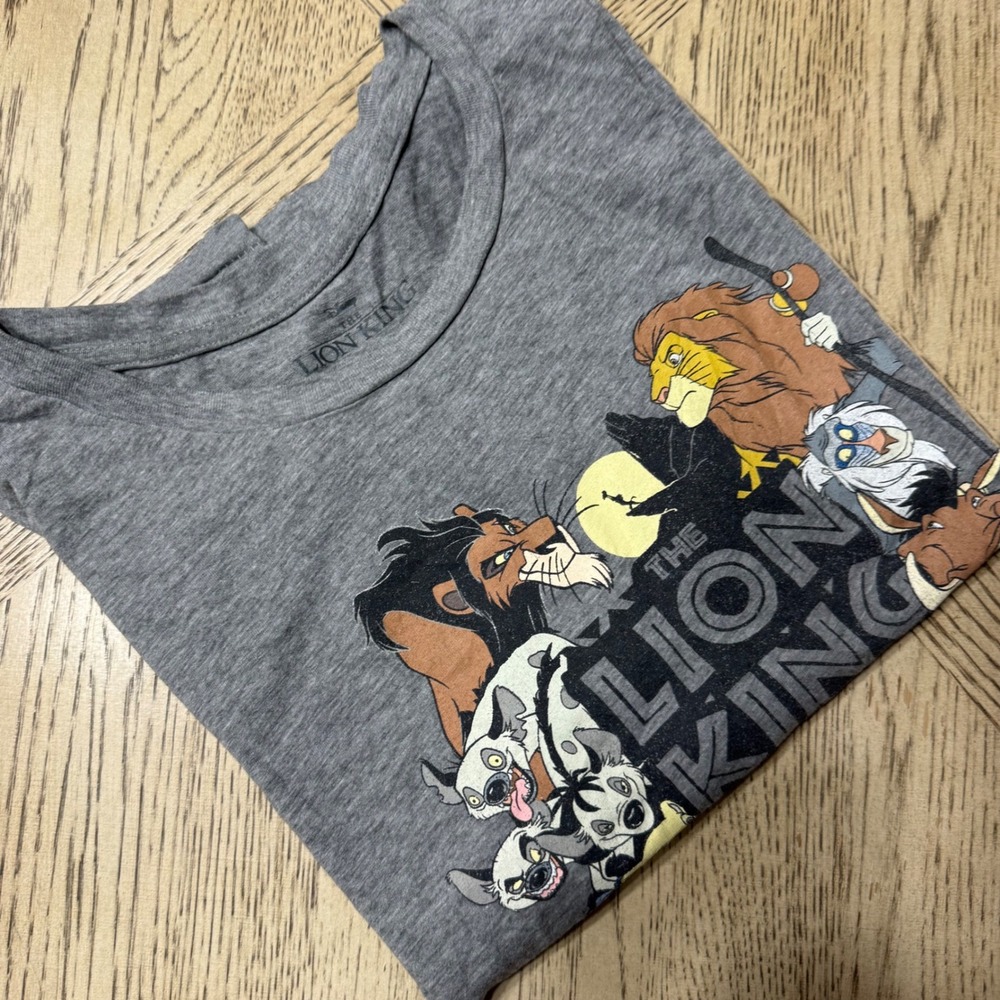 Disney Women's XL Gray The Lion King Graphic T Shirt Simba Nala Scar Pumbaa